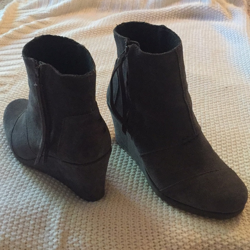 TOMS Desert Suede wedge heel booties